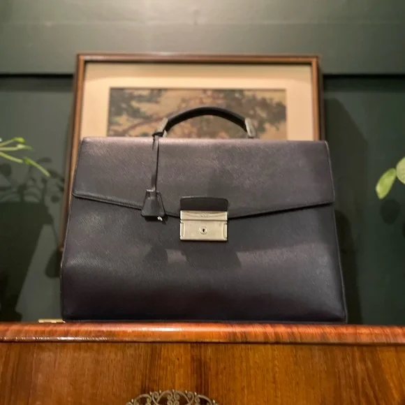 2012 excellent condition PRADA Baltic Blue Briefcase - Picture 2 of 5